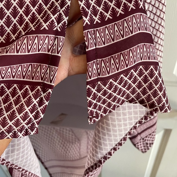 Norm Thompson Burgundy and White Geometric Tunic - Picture 6 of 9